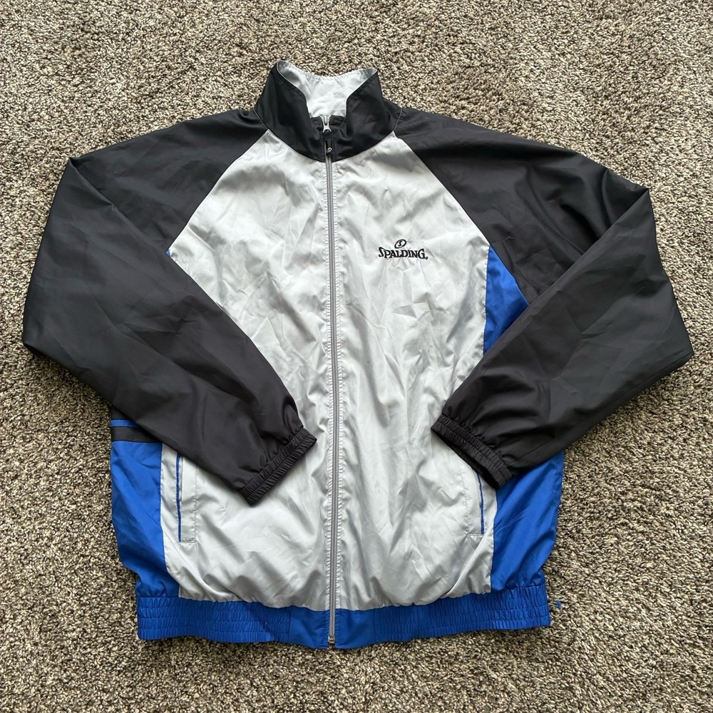 Spalding Men's XL Gray Windbreaker Training Jacket Full Zip